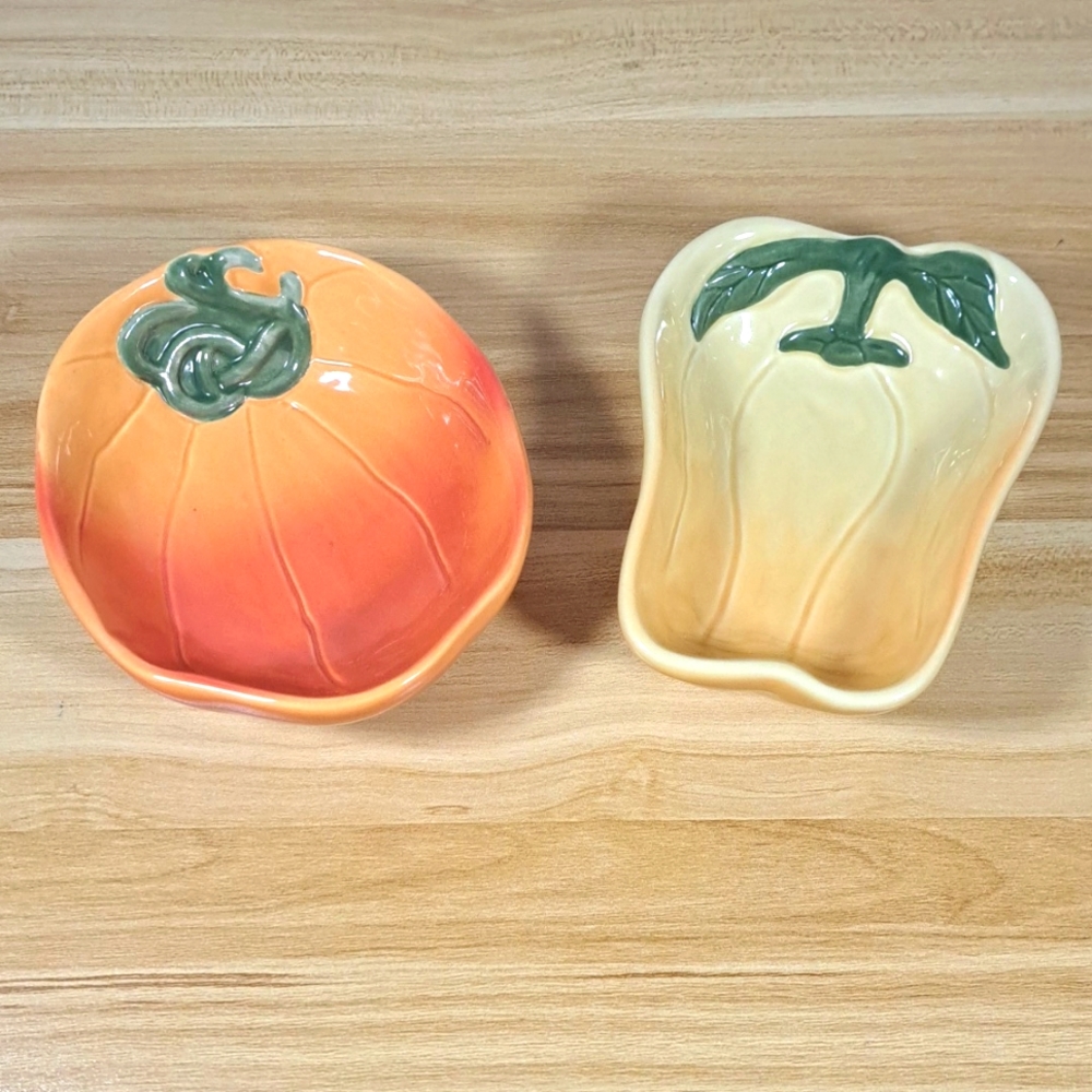 Williams Sonoma Jardin Potager Collection Vegetables Pumpkin Pepper Ceramic Bowl